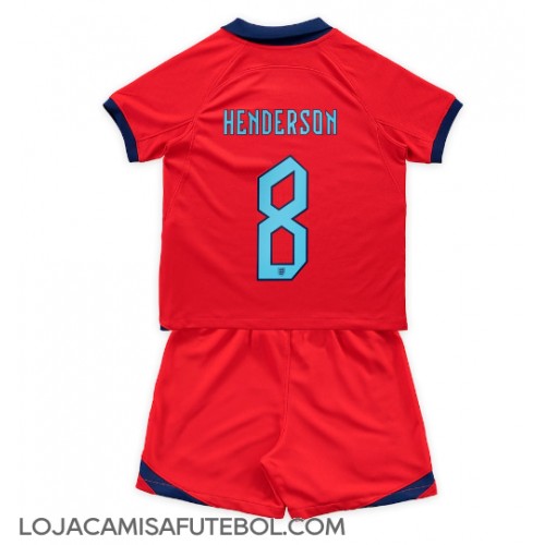 Camisa de Futebol Inglaterra Jordan Henderson #8 Equipamento Secundário Infantil Mundo 2022 Manga Curta (+ Calças curtas)
